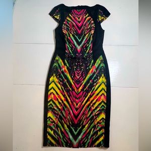 Karen Millen Animal Striped Multi Color MIDI Dress